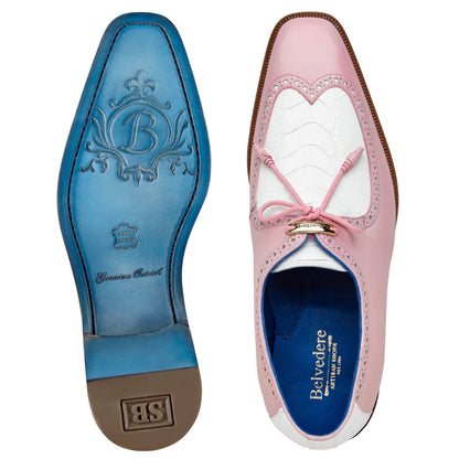 Men's Belvedere Etore Dress Shoe in Pink & White CLOSEOUT SIZE 9 | 9.5