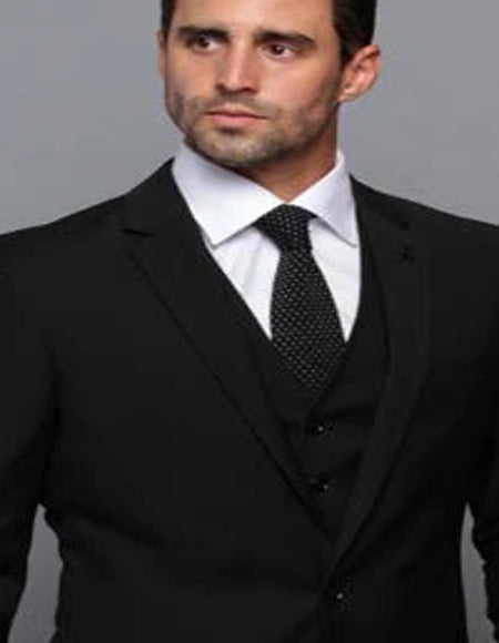Extra Slim Fit Suit Mens Slim Fit Suit - Fitted Suit - Skinny Suit Black Tapered Fitted European Cut Suit