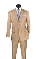 Nola Collection - Light Beige Regular Fit 2 Piece Suit Flat Front Pants with 2″ Elastic Waistband Modern Fit