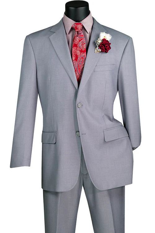 Nola Collection - Light Gray Regular Fit 2 Piece Suit Flat Front Pants with 2″ Elastic Waistband Modern Fit