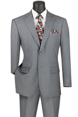 Nola Collection - Medium Gray Regular Fit 2 Piece Suit Flat Front Pants with 2″ Elastic Waistband  Modern Fit