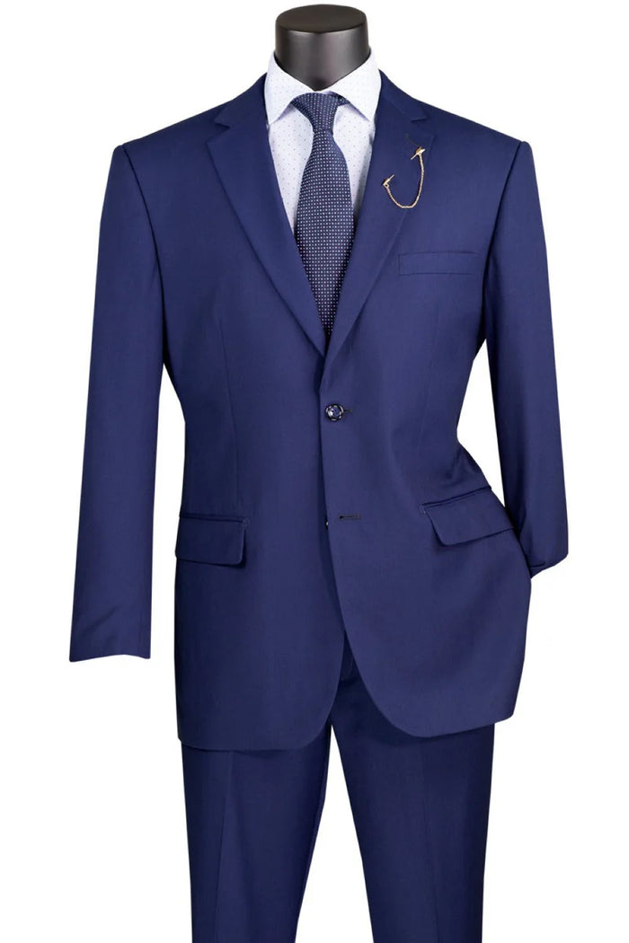 Nola Collection - Patriot Blue Regular Fit 2 Piece Suit Flat Front Pants with 2″ Elastic Waistband Modern Fit