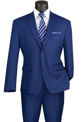 Nola Collection - Twilight Blue Regular Fit 2 Piece Suit Flat Front Pants with 2″ Elastic Waistband Modern Fit