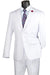 Nola Collection - White Regular Fit 2 Piece Suit Flat Front Pants with 2″ Elastic Waistband