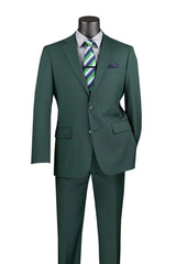 Nola Collection - Hunter Green Regular Fit 2 Piece Suit Flat Front Pants with 2″ Elastic Waistband  Modern Fit