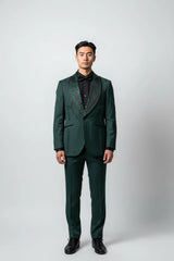 Men’s Chic Hunter Green Embellished Tuxedo – Luxury 3 Piece Formal Suit for Weddings, Prom & Special Events