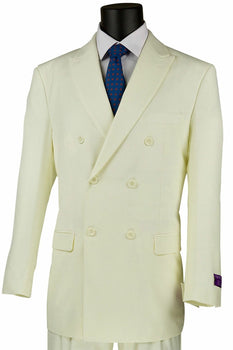 Mens Classic Poplin Double Breasted Suit in Ivory - Image 2