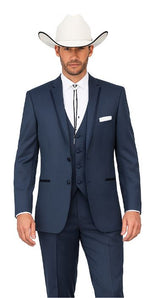 Country Tuxedos For Weddings Mens Western Traje Vaquero Suit & Tuxedo Slate Blue - Image 5