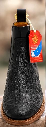 Mens Short Caiman Print Boots - Black