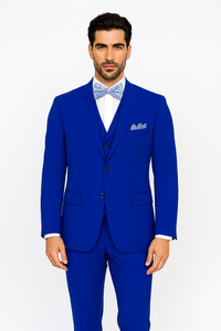 Poplin Fabric Pacelli 3pc Royal Blue Suit 
