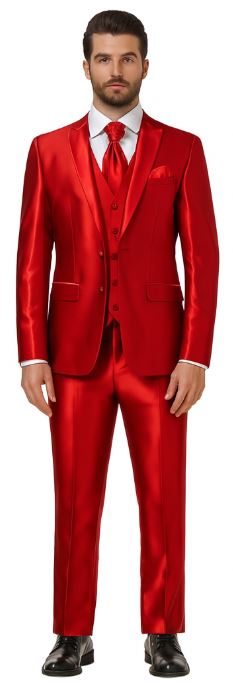 Sateen Flashy Suit - Red
