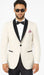 Men's Ivory and Black Satin Lapels Dress The Groom Holds The Wedding Suit (Jacket + Pants)