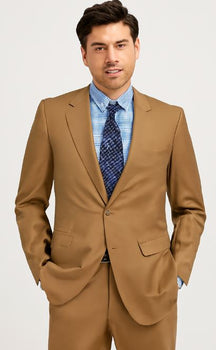Men'S Camel ~ Khaki 2-Button 2 Piece Suits - Two Piece Business Suits Suit - Image 2