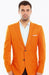 Mens Two Button Peak Label Summer Linen Blazer in Orange