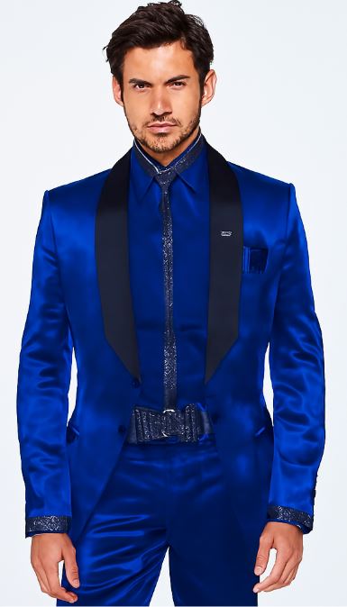 Sateen Fabric Suit - Royal Blue