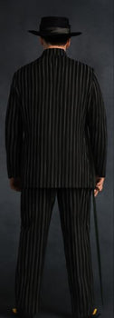 Men's Black and Gold Stripe Long Zoot Suit - Image 2