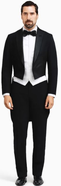 Mens Classic Black Tail Tuxedo with White Vest