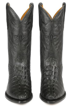 Black Crocodile Print Boots J-Toe