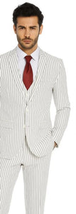  White Suit With Black Pinstripes