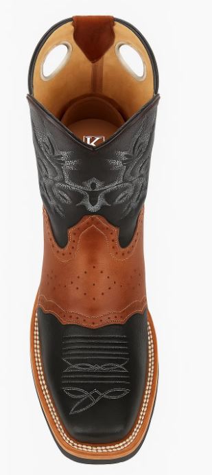 Men's King Exotic Boots Genuine Leather With Saddle Vamp Handcrafted  Black & Brown  (48112705-2)
