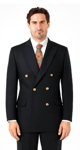 Double Breasted Blazer with Gold Buttons - Black Sport Coat