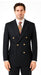 Double Breasted Blazer with Gold Buttons - Black Sport Coat