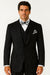 Modern Fit Suit Black Birdseye Pure Wool Suit And Vest For Men