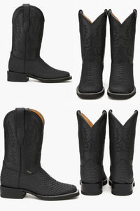 Square Toe Cowboy Boots Snakeskin Print