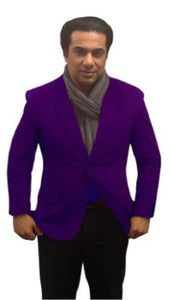 Single-Breasted Fully Lined Men's 2 Btn Notch Collar Velvet Purple