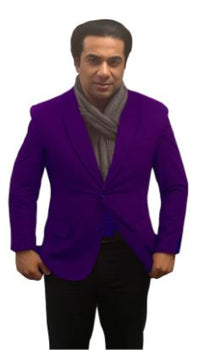 Single-Breasted Fully Lined Men's 2 Btn Notch Collar Velvet Purple