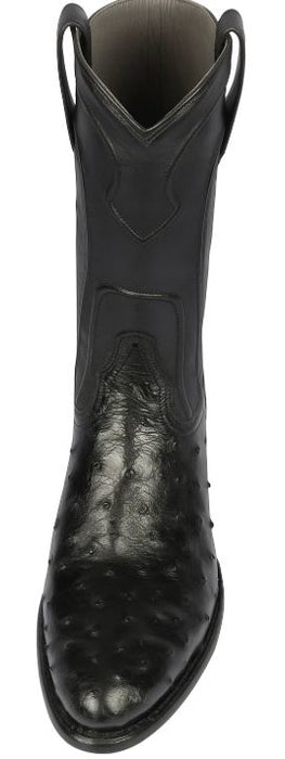 Los Altos Boots Men's Ostrich Roper Western Boots Black