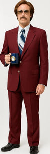 Ron Burgundy Suit - Light Burgundy Color Vested Suit