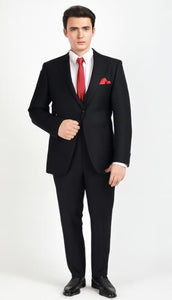 Tom Ford Style Suit - Ticket Pocket - Black