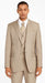 Mens Three Piece Suit - Vested Suit Mens Tan ~ Beige 3 Button Dress Ticket Pocket Suits