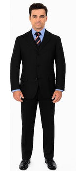 Black Suit - Three Button Vested Suit 