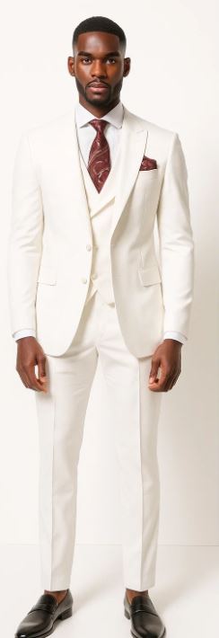 Big Lapel - Wide Lapel - Tom Ford Style Suit - Ticket Pocket - White - Image 2
