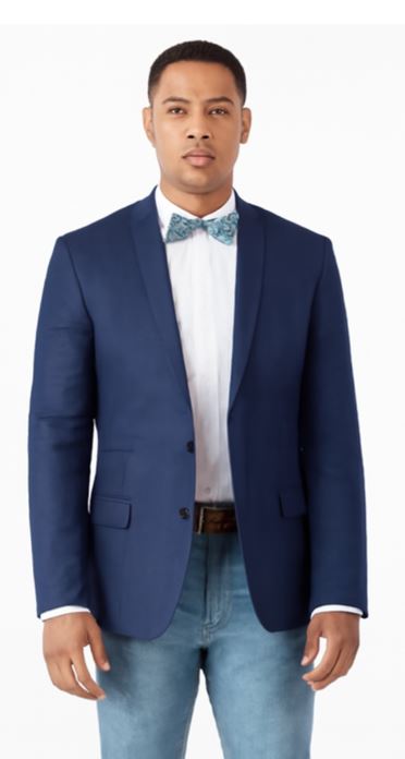 Men'S Navy Solid 2 Button Linen Classic Fit Sport Coat Blazer - Image 3