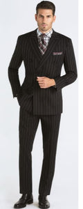 Bold Pinstripe Wide Suit in Black