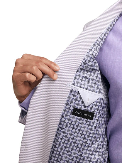 Mens Lavender Seersucker Suit Blazer + Pants Cotton Fabric - Summer Fabric in Purple color - Image 7