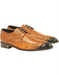 Men's Full Leather Faded Cognac Vestigium Genuine Caiman Belly Derby Shoes