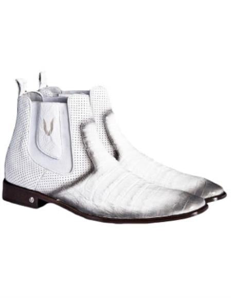 Men's Black Cherry Vestigium Boots Genuine Caiman Belly Chelsea Boot