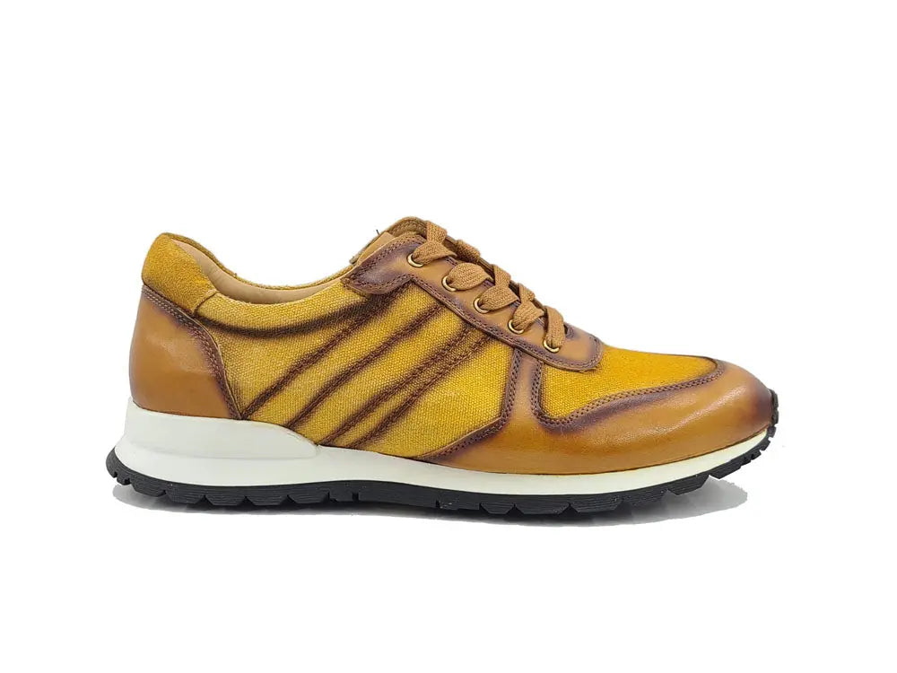 Fashion Sneaker Calfskin with Canvas inlaid - Image 5
