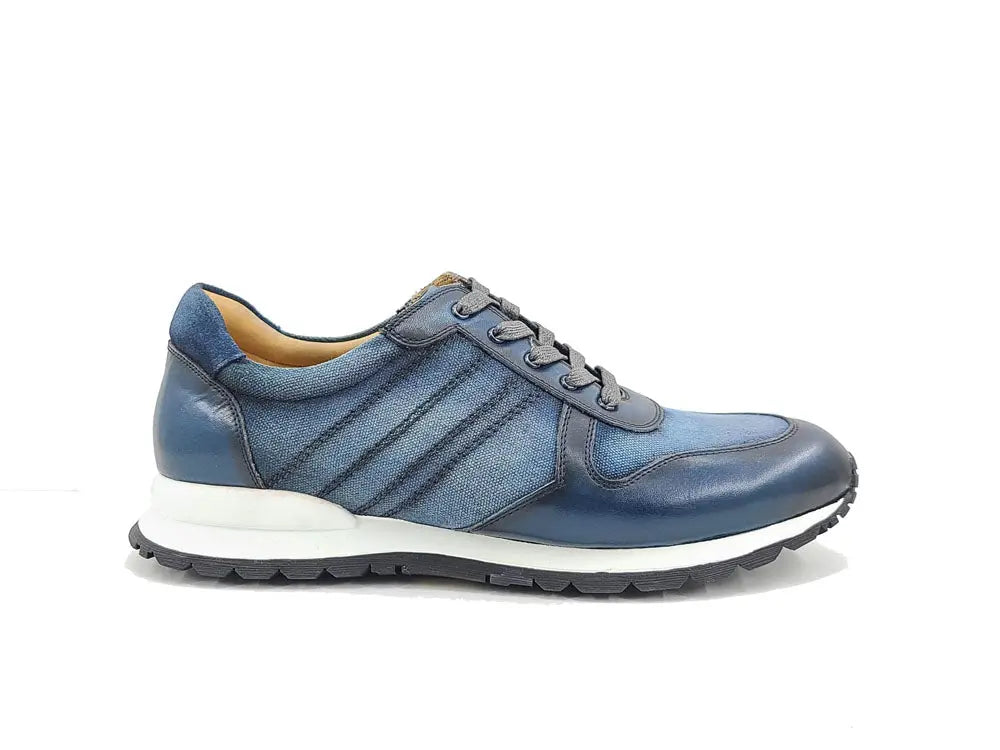 Fashion Sneaker Calfskin with Canvas inlaid - Image 9