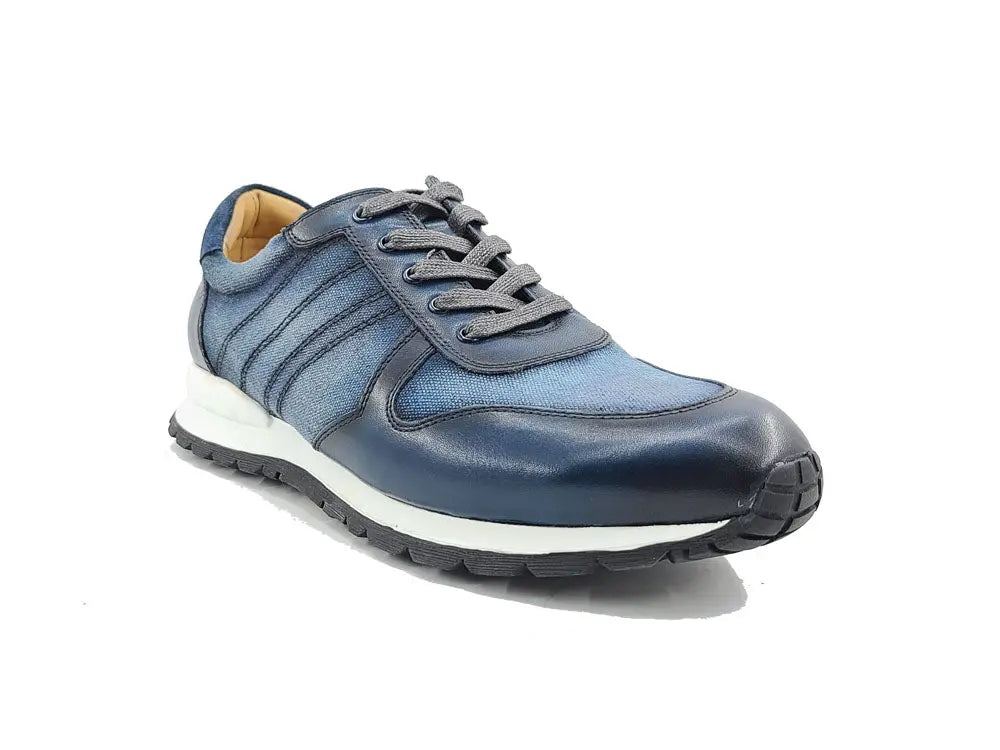 Fashion Sneaker Calfskin with Canvas inlaid - Image 11