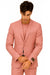 Men's 2 Button  Flap Front pockets Vested Salmon ~ Coral color Suit