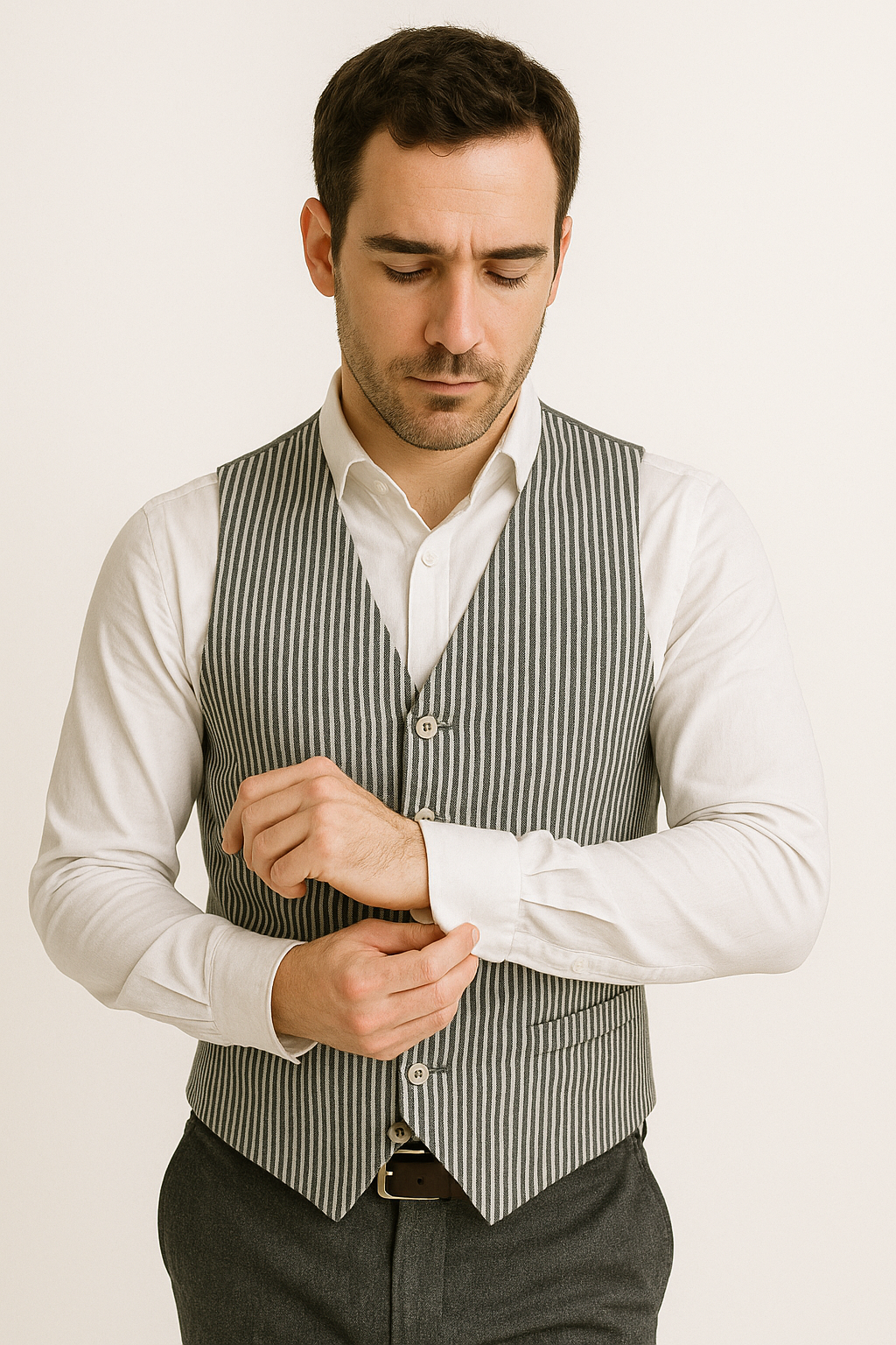 Men's Dark Navy Blue and White Stripe ~ Pinstripe Seersucker Sear sucker suit Vest Set - Image 43