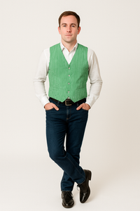 Men's Dark Navy Blue and White Stripe ~ Pinstripe Seersucker Sear sucker suit Vest Set