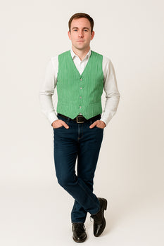 Men's Dark Navy Blue and White Stripe ~ Pinstripe Seersucker Sear sucker suit Vest Set - Image 8