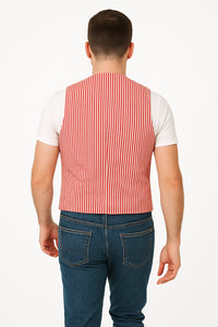 Men's Dark Navy Blue and White Stripe ~ Pinstripe Seersucker Sear sucker suit Vest Set