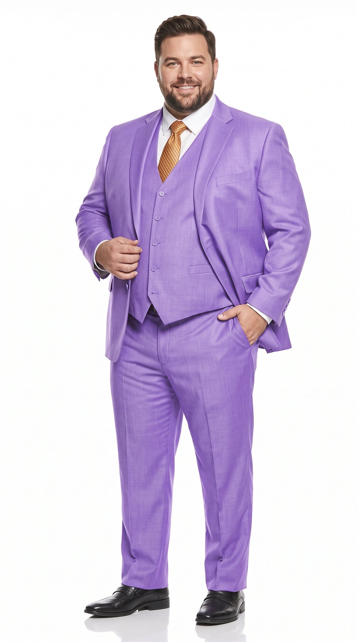 Men’s Lavender Lilac 3 Piece Suit, 2 Button Vested Formal Wedding Prom Suit